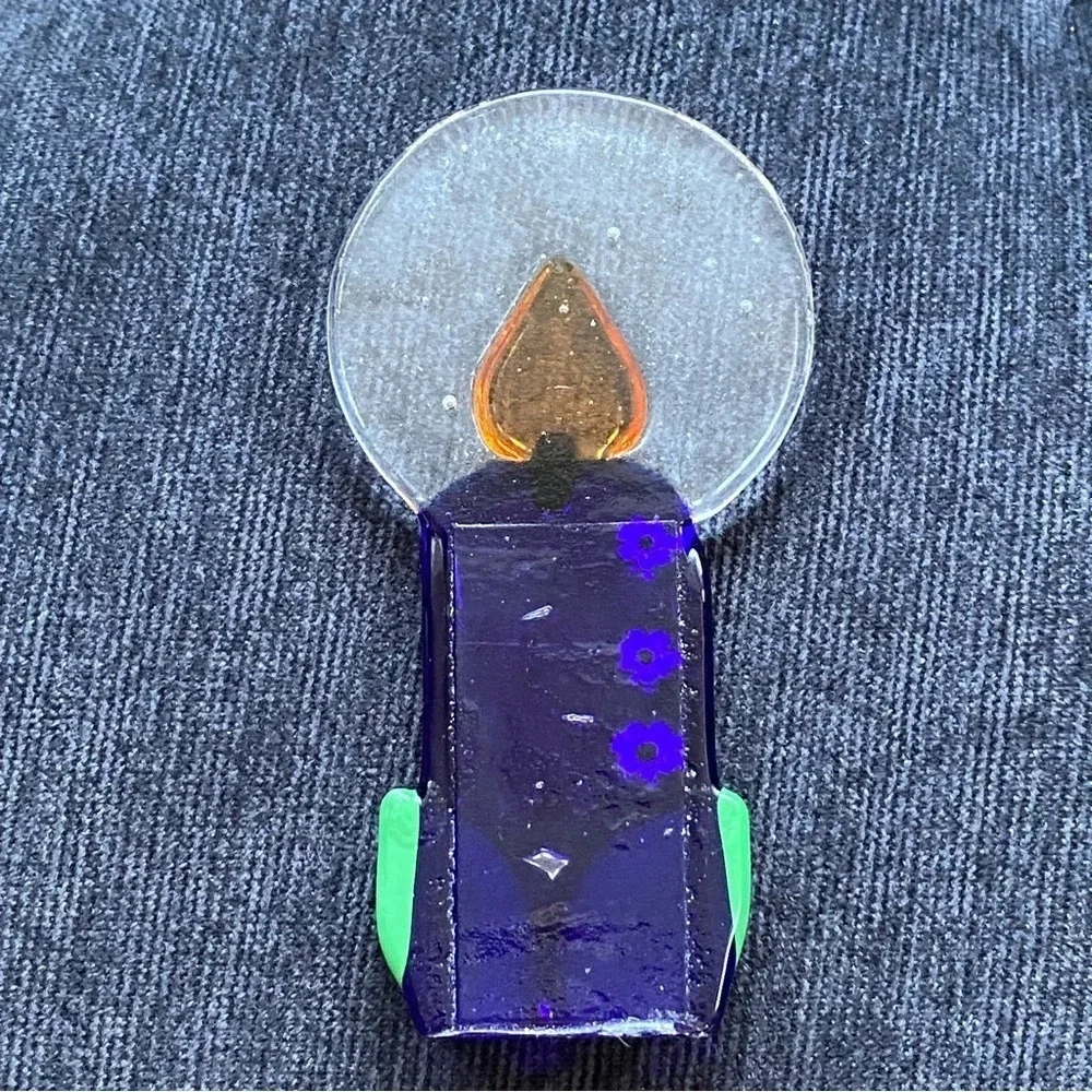 Fused Glass Murano? Candle Christmas Window Holiday Decoration